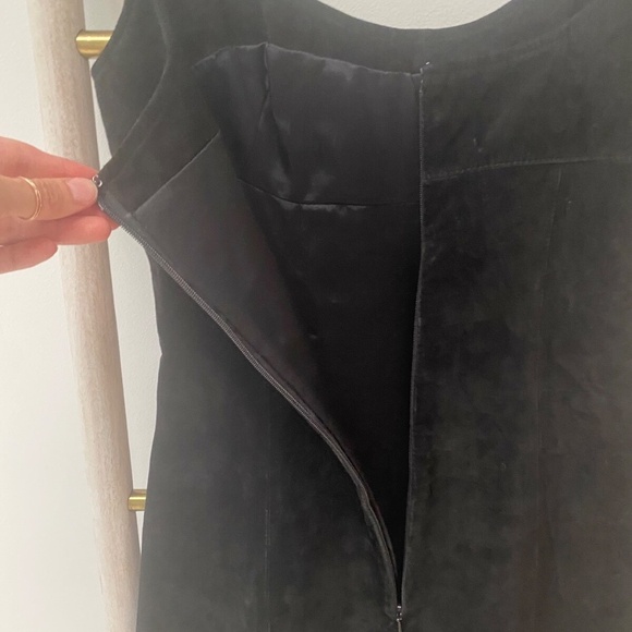 Bebe Black Suede Leather Lined Slip Sleeveless Rocker Mini Dress Zipper Size 2 - Picture 4 of 5